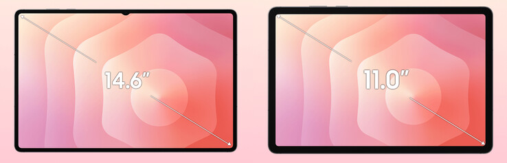 El Galaxy Tab S11 echa de menos biseles delgados y una muesca, Tab S11 Ultra y Tab S11 de izquierda a derecha. (Fuente de la imagen: vía Evan Blass)
