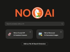 El motor de búsqueda de DuckDuckGo exhibe de forma destacada el cartel
