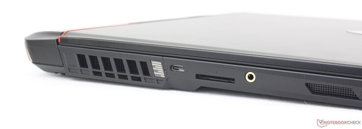 Izquierda: USB-C 3.2 Gen. 2 con Thunderbolt 4 + DisplayPort, lector de tarjetas SD, auriculares de 3,5 mm