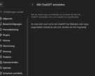 Captura de pantalla de la configuración de ChatGPT que muestra la sección Iniciar sesión con ChatGPT
