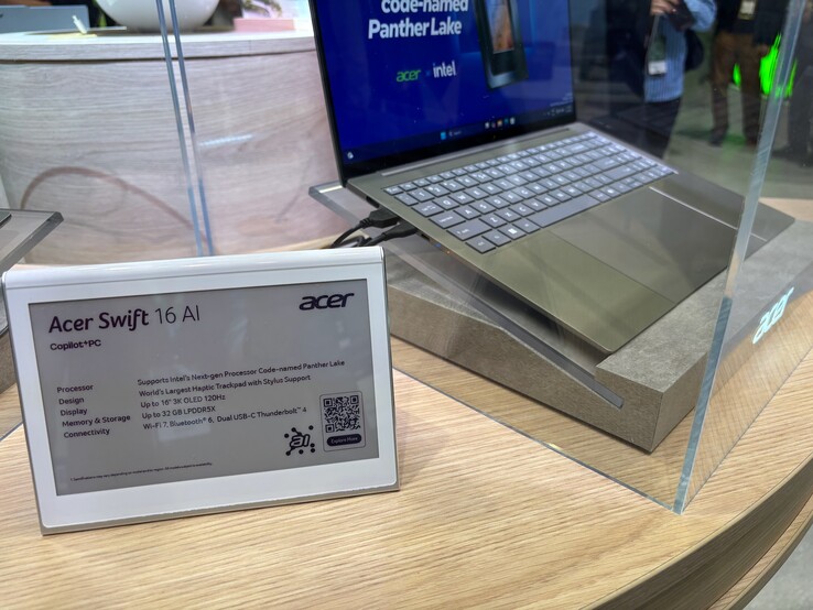 Especificaciones del Acer Swift 16 AI. (Fuente de la imagen: Notebookcheck)