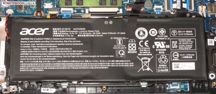 La batería ofrece una capacidad de 58,75 Wh.