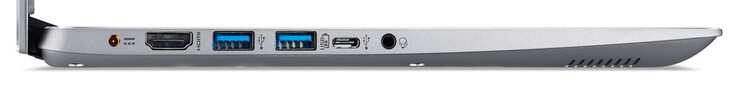 Lado izquierdo: conector de alimentación, HDMI, 3x USB 3.2 Gen 1 (2x Tipo A, 1x Tipo C), conector combinado de auriculares/micrófono