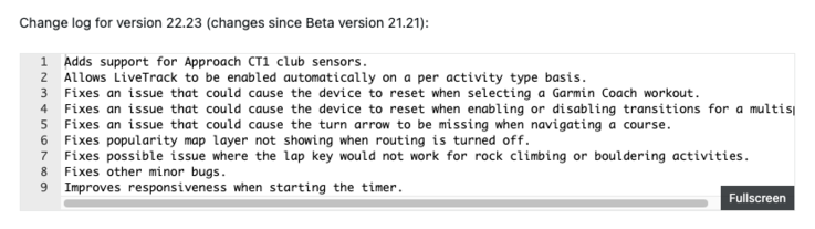 Las notas de la versión beta 22.23 para el Garmin Fenix 8