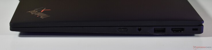 derecha: audio de 3,5 mm, audio de 3,5 mm, USB-A 3.2 Gen 1, HDMI, bloqueo Kensington