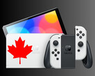 Nintendo Switch OLED con la hoja de arce canadiense (Fuente de la imagen: Nintendo of Canada con modificaciones)