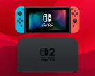 La Nintendo Switch original que se muestra arriba, junto a la base Switch 2