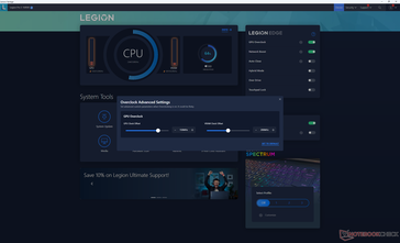 La configuración de overclocking de la GPU es de +150/200 MHz reloj/VRAM por defecto, pero puede llegar hasta +200/400 como máximo