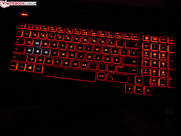 teclado de iluminación roja