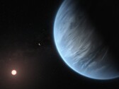 Ilustración de un artista que muestra un exoplaneta y una estrella.