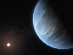 Ilustración de un artista que muestra un exoplaneta y una estrella.