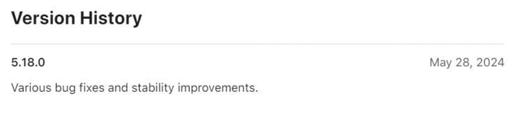 El registro de cambios de la versión 5.18.0 de la aplicación Philips Hue. (Fuente de la imagen: Philips Hue)