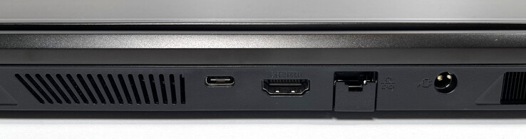 Parte trasera: USB-C Thunderbolt 4 (con DisplayPort, sin Power Delivery), HDMI 2.1, puerto LAN de 2,5 Gb/s, conector de alimentación