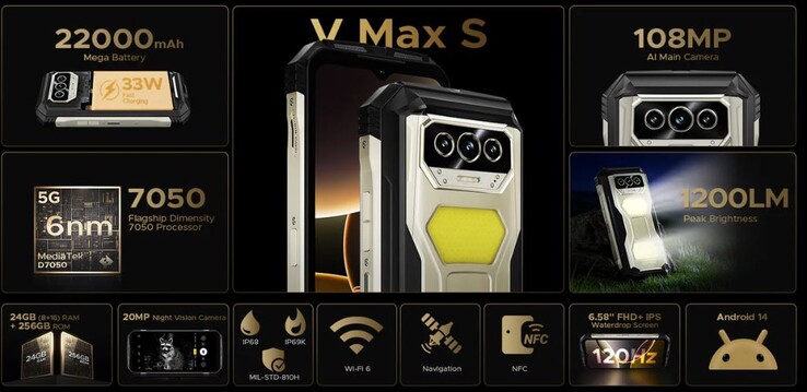 El V Max S es un smartphone resistente completo y muy pesado (Fuente de la imagen: Doogee)