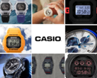 En mayo se añadieron multitud de relojes a la tienda en línea de Casio. En la imagen - 9 modelos diferentes lanzados este mes en una sola imagen, con el logotipo de Casio en el centro. (Fuente de la imagen: Casio - Editado)