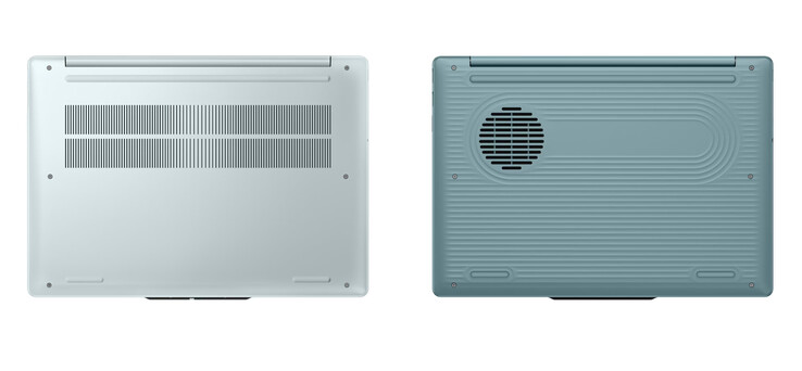 El IdeaPad Vibe 14AGP12 también se puede configurar con una cubierta inferior de metal o de plástico, de izquierda a derecha.