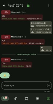 La aplicación Meshtastic funciona esencialmente como un mensajero