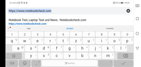 Uso del teclado predeterminado en modo horizontal