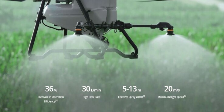 El dron puede pulverizar líquidos (Fuente de la imagen: DJI)
