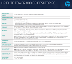 HP Elite Tower 800 G9 - Especificaciones. (Fuente de la imagen: HP)