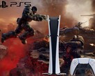 Ilustración de Gears of War: E-Day con el logotipo de PS5 y la consola.