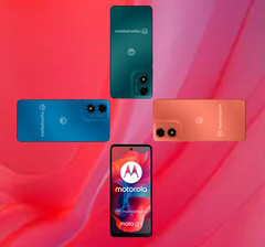 El Moto G04 en sus cuatro colores de lanzamiento rumoreados. (Fuente de la imagen: MySmartPrice - editado)