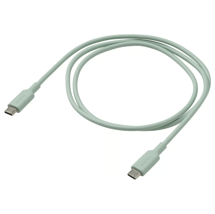 El cable IKEA Sittbrun USB-C a USB-C en verde claro. (Fuente de la imagen: IKEA)