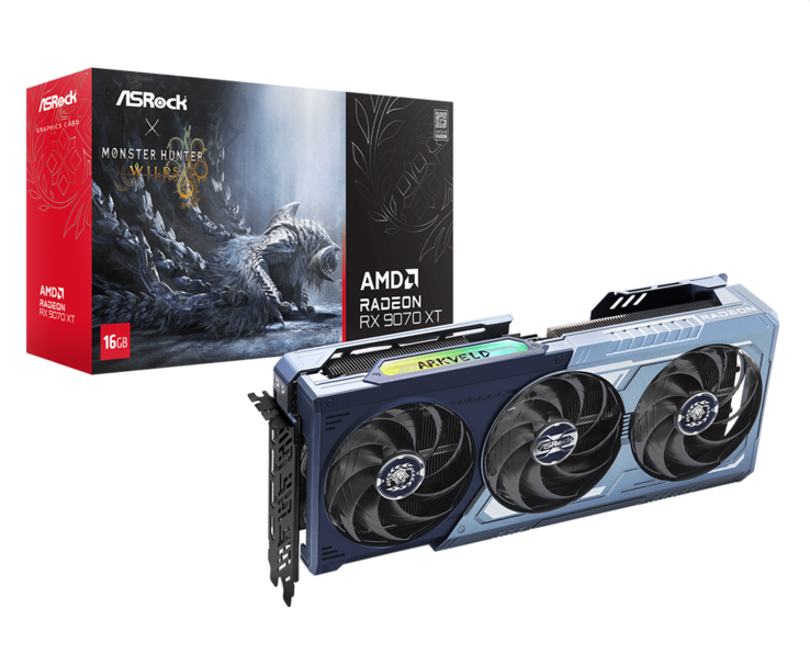 Imagen de la edición limitada AMD Radeon RX 9070 XT Monster Hunter Wilds Edition de 16 GB (fuente de la imagen: ASRock)