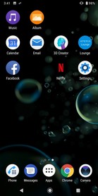 La pantalla de inicio predeterminada de XZ3 y un vistazo a algunas de sus aplicaciones preinstaladas