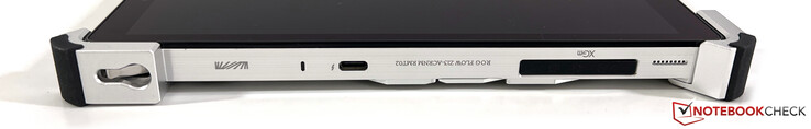 Lado izquierdo: USB-C 4.0 con Thunderbolt 4, conector XG Mobile (USB-C 3.2 Gen.2 con G-Sync + puerto dedicado)