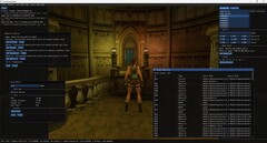 Interfaz del editor TombForge mostrando una escena de prueba renderizada en el motor con los paneles de materiales y activos visibles (Imagen: Tiernan Watson via X)