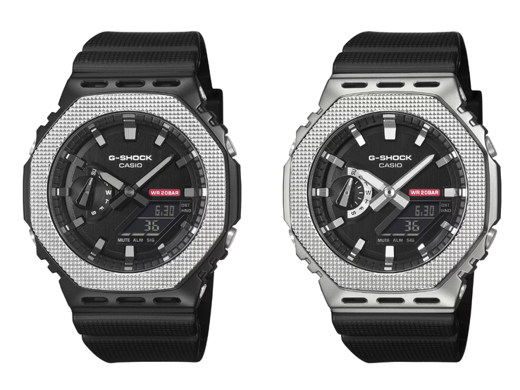 El Casio G-Shock GM-5600M-1 (izquierda) y el GM-2100M-1A (derecha). (Fuente de la imagen: Casio, editado)