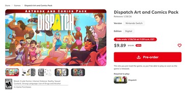 Dispatch Art and Comics Pack en la eShop de Nintendo of America con censura (Fuente de la imagen: captura de pantalla, Nintendo of America)