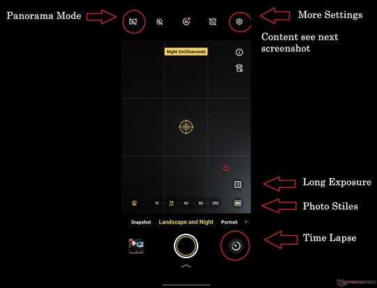 Los modos Paisaje y Nocturno contienen una gran variedad de características diferentes, desgraciadamente distribuidas de forma bastante aleatoria.