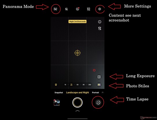Los modos Paisaje y Nocturno contienen una gran variedad de características diferentes, desgraciadamente distribuidas de forma bastante aleatoria.