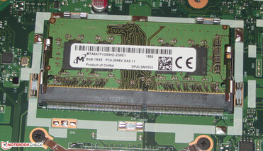 The laptop has only one RAM slot. Therefore, memory runs in single-channel mode.