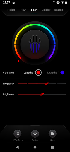 Ajustes de iluminación RGB