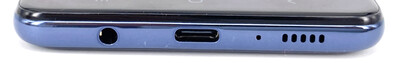 Abajo: Puerto de audio de 3,5 mm, puerto USB-C, altavoz