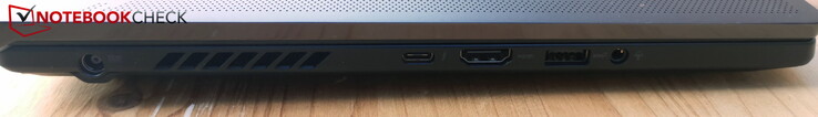 Izquierda: alimentación, Thunderbolt 4 con DP y PD, HDMI, USB-A 3.2 Gen2, toma de auriculares