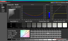 Escala de grises antes de la calibración (DCI-P3)