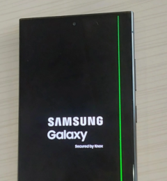 Una de las unidades de Galaxy S24 Ultra de las que se ha informado con el problema de la línea verde vertical. (Fuente: u/Independent-Bet-4916)