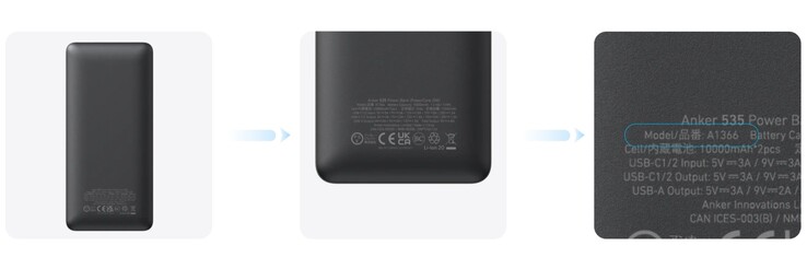 Puedes encontrar el número de producto en la parte trasera del Anker 535 Power Bank (PowerCore 20K). (Fuente de la imagen: Anker)