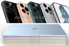 Ya se han publicado en Internet renders del iPhone 14 de Apple y del MacBook Air de 2022. (Fuente de la imagen: Jon Prosser/RendersbyIan)