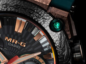 Un primer plano del bisel del Casio MRG-B2000KT-3A (en la imagen), con el verde esmeralda en la esquina. (Fuente de la imagen: Casioblog)