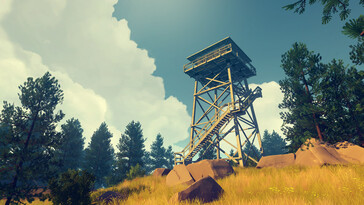 Una imagen que muestra una torre de vigilancia en Firewatch.