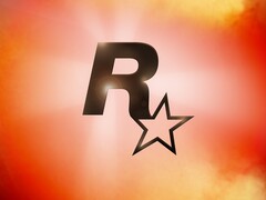 Logotipo de Rockstar Games sobre fondo naranja y rojo (Fuente de la imagen: Rockstar Games)