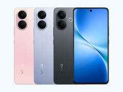 El Vivo V60 Lite 5G en sus tres colores disponibles-Vitality Pink, Titanium Mist Blue y Radiant Night Black (Fuente de la imagen: Vivo)