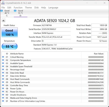 ADATA SE920 funciona con PCIe 4.0 x4