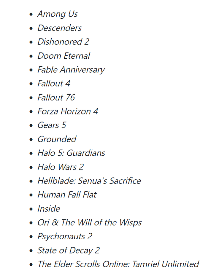 El conjunto completo de títulos disponibles a través de Game Pass Core. (Fuente: Microsoft)