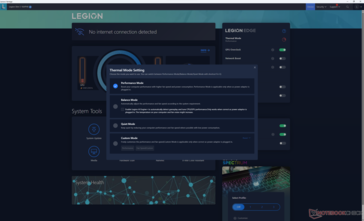 Pantalla Vantage que muestra los cuatro ajustes diferentes del modo Térmico